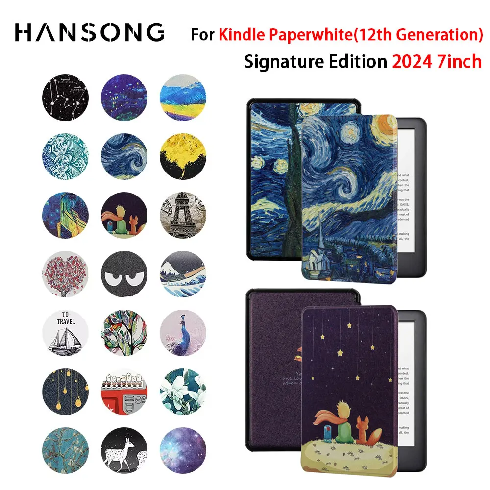 Für Kindle Paperwhite 12. Generation Hülle 2024 Signature Edition 7 Zoll Ledertasche 6/7/10/11th Cover Schutzhülle Image