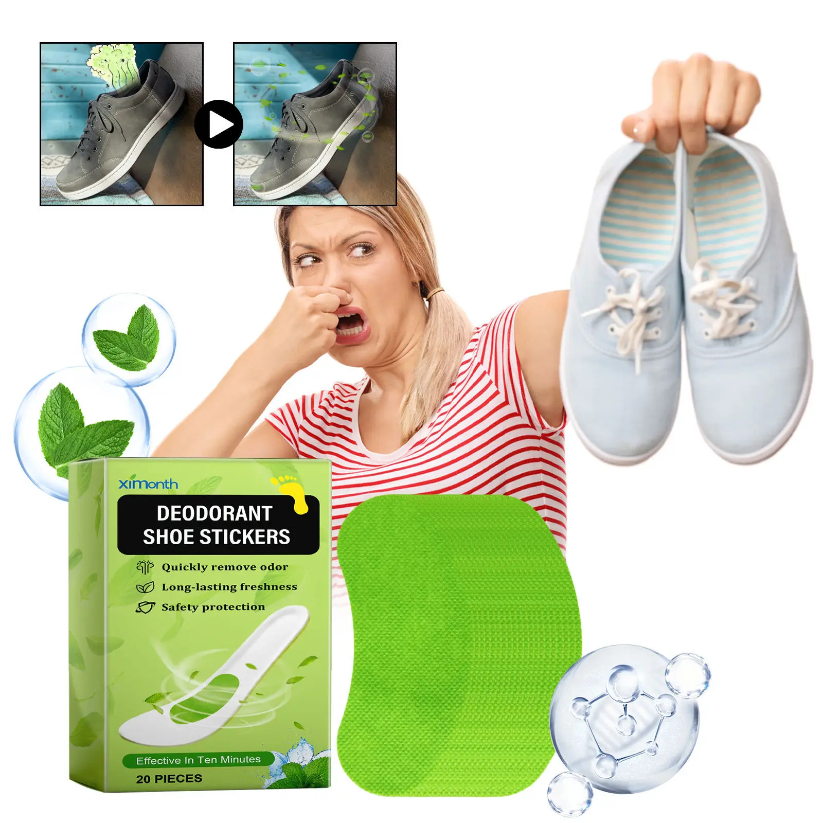 20 Teile/schachtel Schuhe Deodorant Aufkleber Deodorant Fuß Geruch Deodorants Sneaker Geruch Frische Aroma Einlegesohle Sterilisation Aufkleber