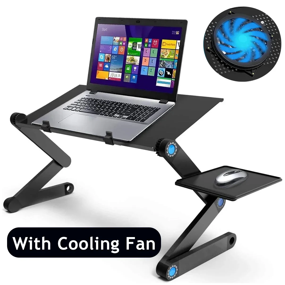Laptop-Tischständer und Schoßschreibtisch, verstellbare Erhöhung, tragbar, mit Mauspad, Aluminium, Laptop-Kühlhalter, Schreibtisch für Bett-Desktop Image