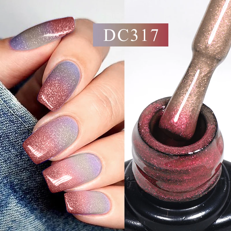 Mtssii 7ml Changing Auroras Thermal Rubber Base Gel Nagellack Nude Purple Glitter Sparking Long Lasting Manicure Art Varnish Image