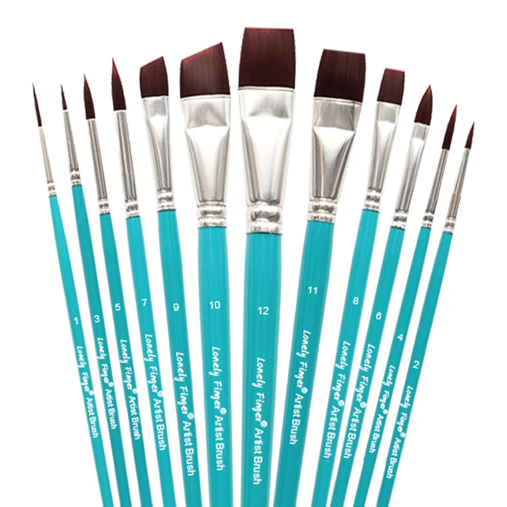 Gesichtspinsel, 12/24-teiliges Künstler-Acryl-Pinsel-Set für Gesicht, Körper, Schuh, Malerei, ideal für Cosplay, Party, Bühnen-Make-up Image