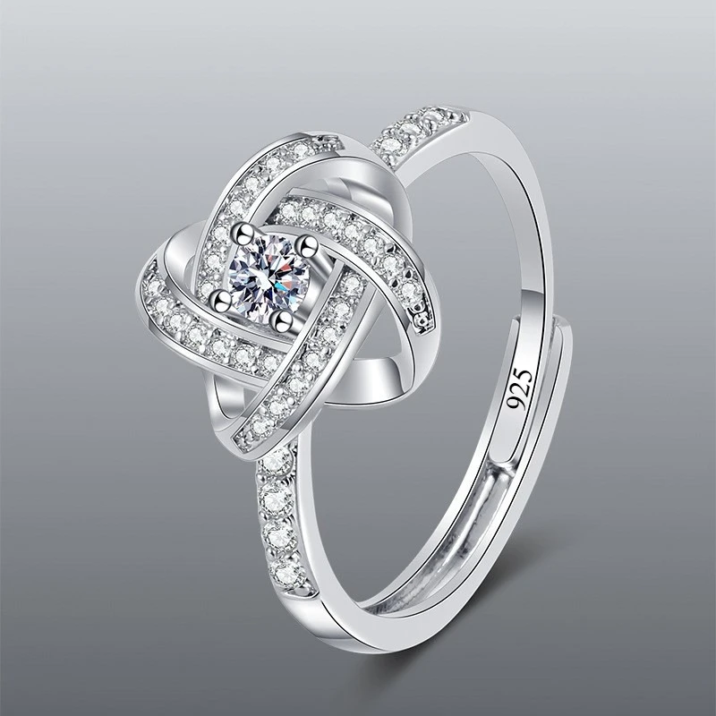 Neuer 1 Karat Moissanit-Ring aus 925er-Sterlingsilber, exquisit für Frauen, Hochzeit, Schmuck, Verlobungs-Charm, Party, modischer Ring von höchster Qualität Image