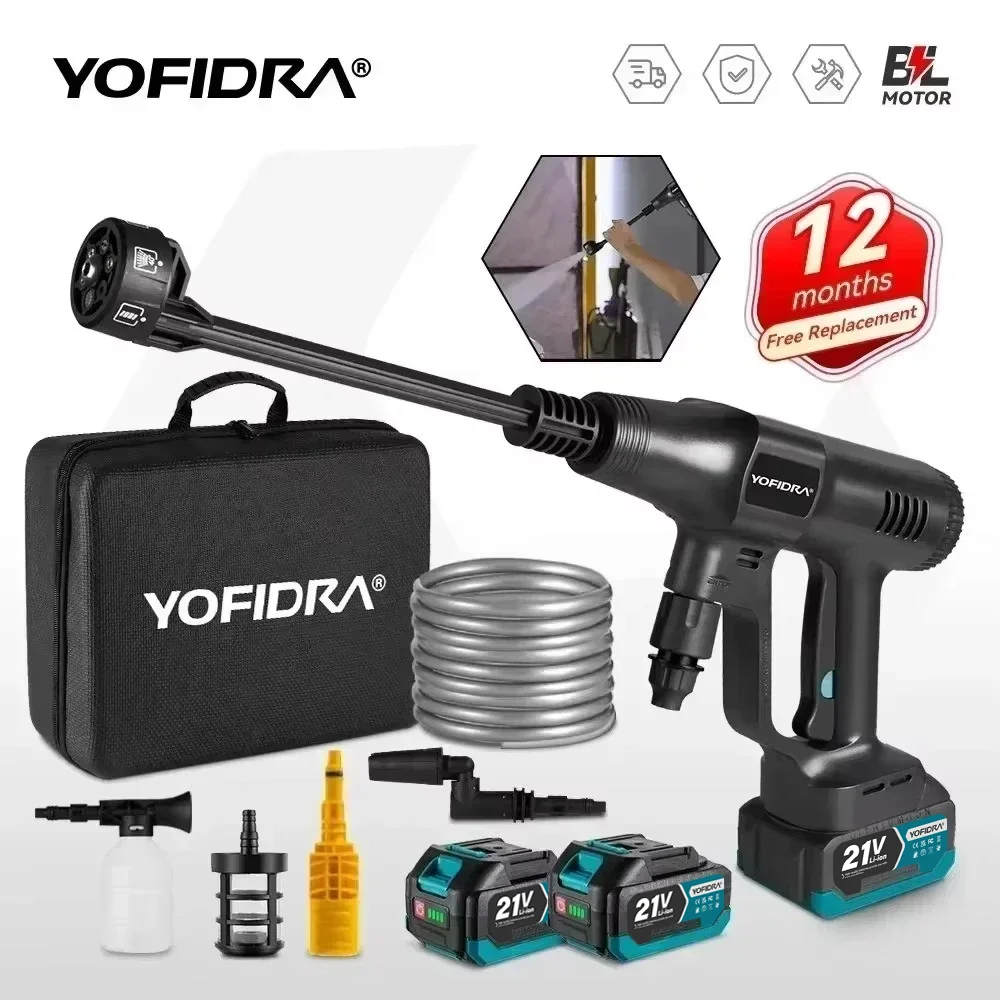 YOFIDRA 200 Bar Bürstenlose Hochdruck Auto Waschmaschine Wasser Pistole 6 IN 1 Garten Waschen Waschen Spritzpistole Fit Für makita 18 V Batterie Pin Image