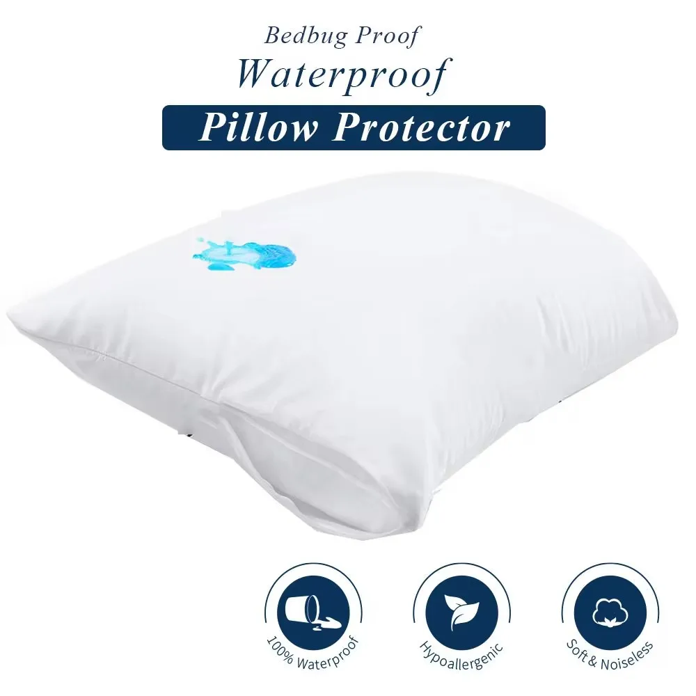 Glatter, wasserdichter Kissenschutz, 1 Stück, 50 x 70 cm, 48 x 74 cm, 21 x 27 Zoll, 21 x 31 Zoll, 21 x 37 Zoll, Kissenbezug [Bed Bug Lock] Image