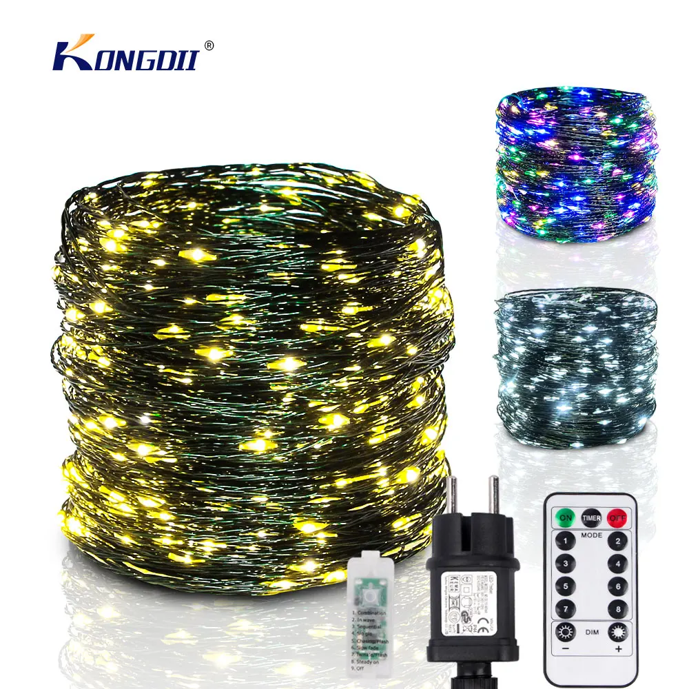 100M LED Lichterketten Fee Grün Draht Outdoor Weihnachten Lichter Baum Girlande Für Neue Jahr Straße Home Party Hochzeit dekoration Image