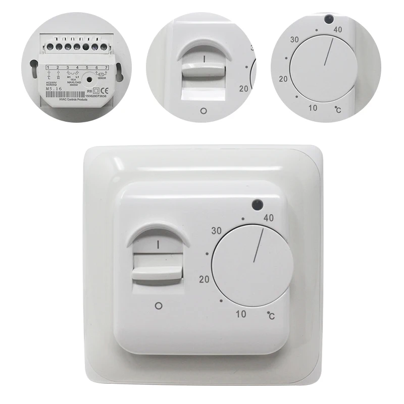 Elektrische Fußbodenheizung Raumthermostat Temperaturregler Warmregler 220 V 230 V 16 A NTC-Sensor programmierbar Universal Image
