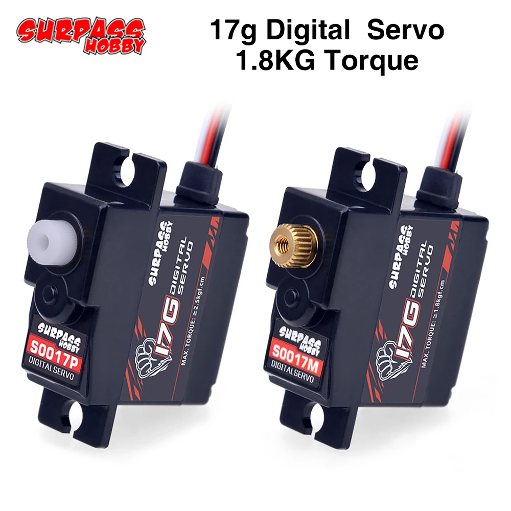 SURPASS Hobby 17g Micro Mini Servo S0017M Getriebe 1,8 kg Drehmoment Digital Servo für 1/16 1/18 RC Auto Hubschrauber Flugzeug und Boot Image