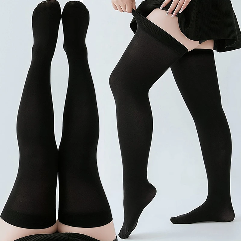 Sexy Schwarz Weiß Soild Farbe Lange Socken Frauen Über Knie Oberschenkel Hoch Über Den Knie Strümpfe Lolita Damen Mädchen Warme Knie Socken Image