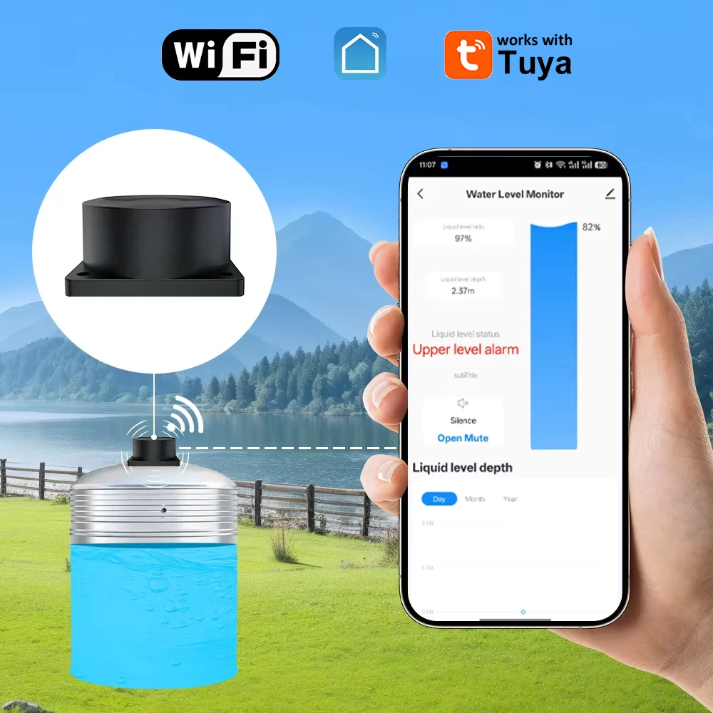 Tuya WiFi Flüssigkeit Level Monitor Sensor Tank Level Monitor Mobile mit Echtzeit Alarme APP Fernbedienung Indoor Haushalt Alarm Image