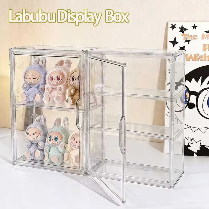 Neue Labubu Aufbewahrungsbox Transparente Acryl-Vitrine Staubdichte Puppen- und Figuren-Organizer Blind Box Vitrinenschrank Ausstellungsregal