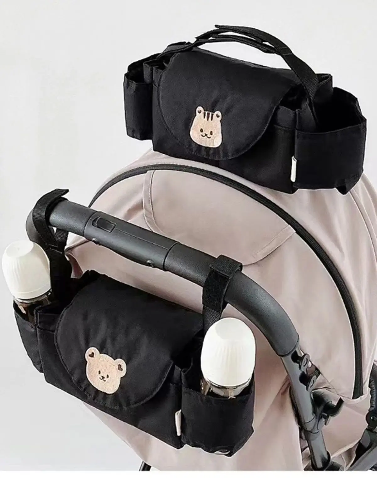 Baby Kinderwagen Hängetasche Cartoon Bär Aufbewahrungstasche Kinderwagen Korb Hängetasche Baby Roller Image
