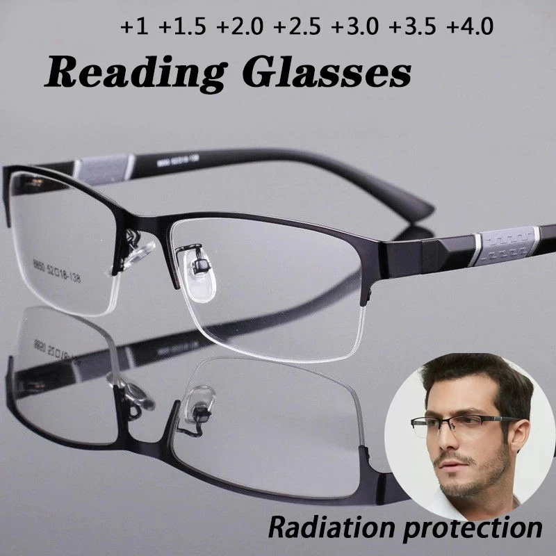 Neue Trend Lesebrille Lesebrille Männer und Frauen Hohe Qualität Halb Rahmen Dioptrien Business Büro Männer Lesebrille Image