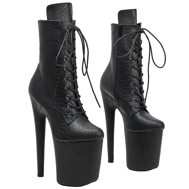 Leecabe Schlange PU 20CM/8 zoll Pole dance schuhe Hohe Ferse plattform Stiefel Closed toe Pole Dance stiefel Image