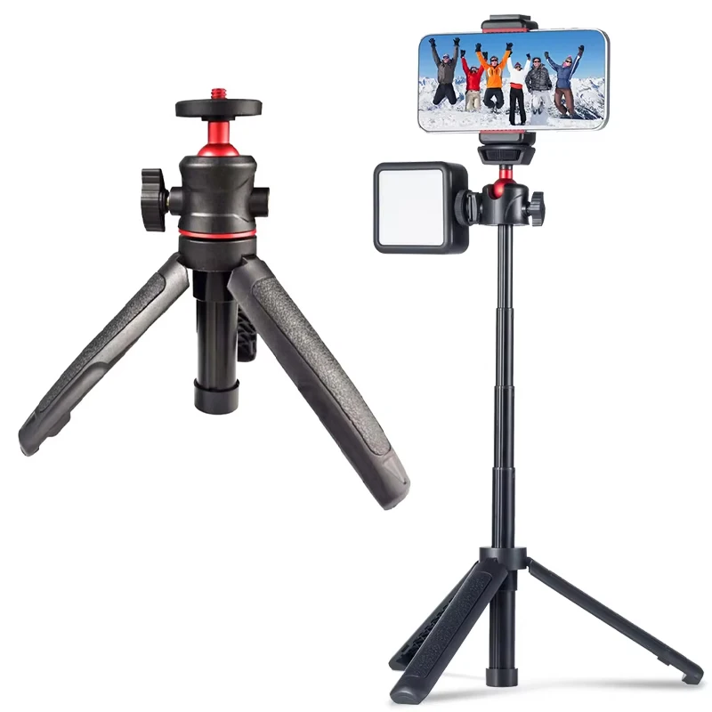 MT-08 Mini ausziehbares Stativ, tragbarer Desktop-Ständer für Telefon/Kamera/Licht/GoPro, verstellbarer stabiler Halter mit 1/4-Zoll-Schraubmontage Image