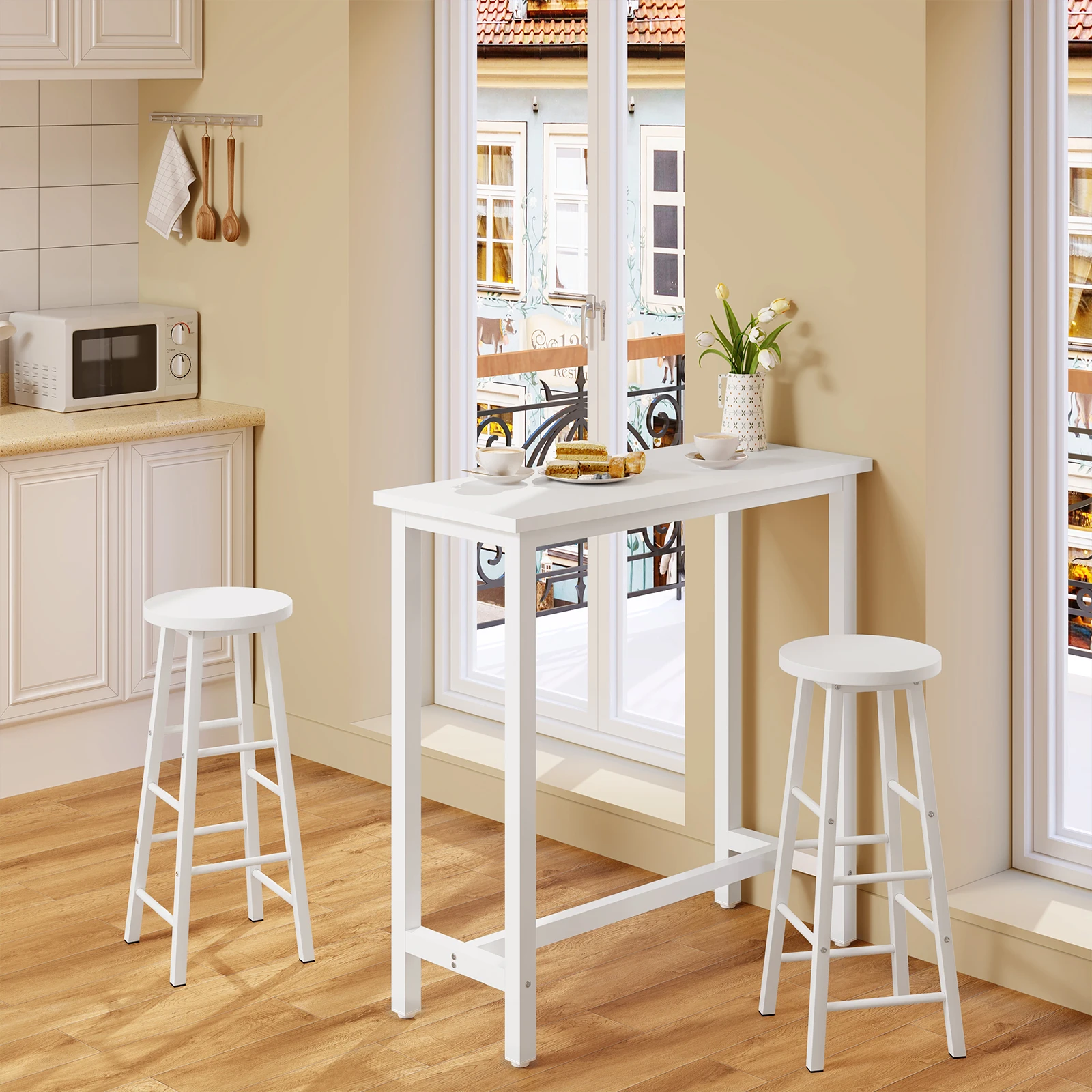WOLTU Bartisch, 100 x 40 x 100 cm, hoher Bistro-Cocktail-Esstisch, Vintage-Stil, MDF-Holz, Kaffee- und Teethekentisch für Küche, Bar, Balkon