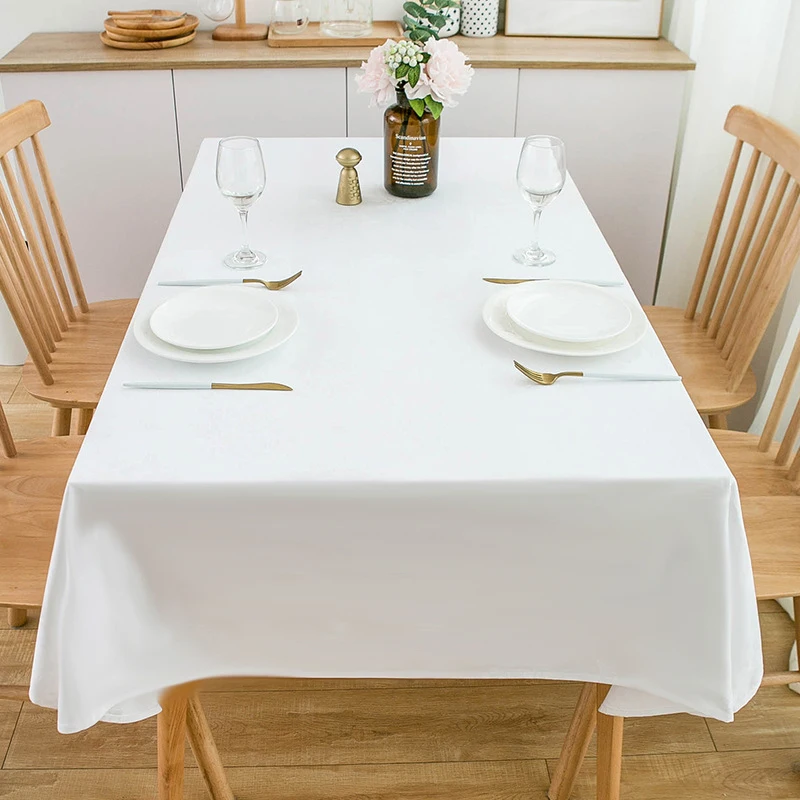Weiße Tischdecke für Zuhause, Dinnerparty, übergroße Tischdecke, Hochzeitsbankett, Party im Freien, Abdeckung, Hoteldekoration, Tischdecken Image