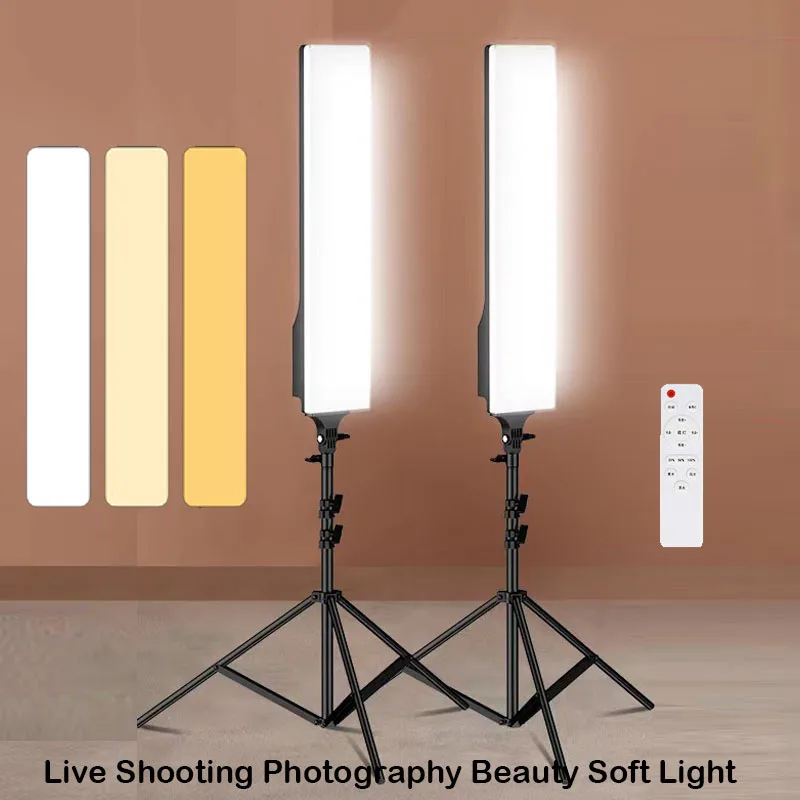 LED-Rechteck-Videoleuchte, dimmbar, kontinuierliches Fotografie-Beleuchtungsset, Stativständer mit langem Arm für Fotostudio-Desktop Image