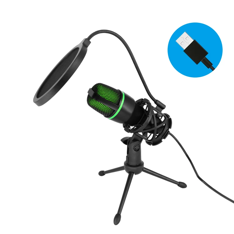 Profession elles USB-Kondensator mikrofon für PC-Laptop-Streaming-Videospiele Youtube Podcasts Gesang Image