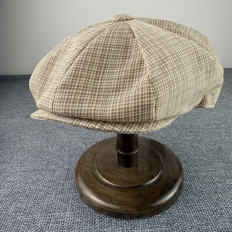 Sommer Flachs Newsboy Caps Atmungsaktive Achteckige Hut Männer Frauen Berets Dünne Casual Maler Caps Hüte für Männer Image