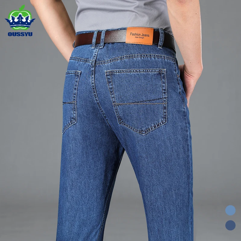 2025 herbst Winter Hohe Qualität Jeans Männer Marke Denim 100% Baumwolle herren Business Lose Gerade Lange Hosen Große Größe 40 42 Image