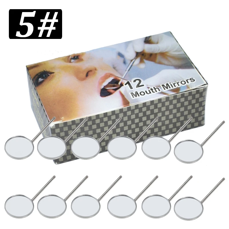 12 Teile/schachtel Dental Mund Spiegel Kopf Edelstahl Kegel Buchse Intraorale Oral Spiegel für Innen Mund Zubehör # 4 # 5 Image