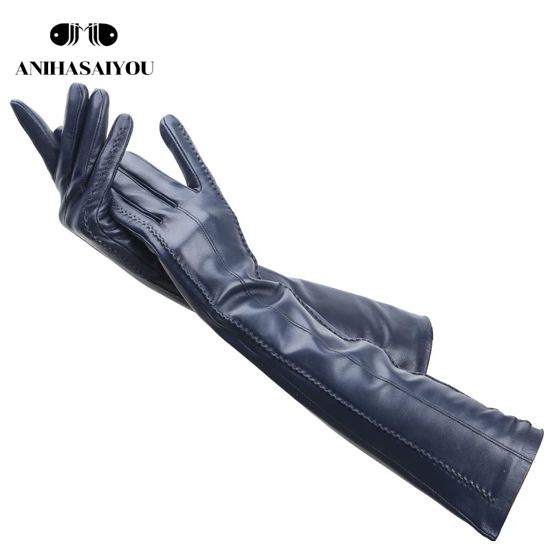 Multicolor frauen handschuhe, 50cm lange leder handschuhe, schaffell frauen leder handschuhe, warm halten frauen winter gloves-2226C