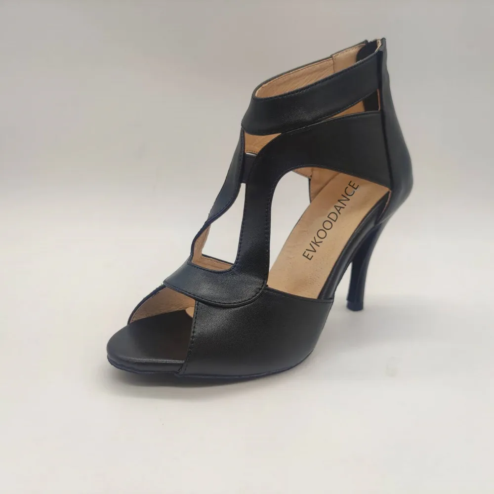 Frauen Praxis Tanz Schuhe 9 cm Ferse Latin Salsa Ballroom Dance Schuhe Echt Leder Tanzen Schuhe schwarz Hochzeit Party Tanz schuhe