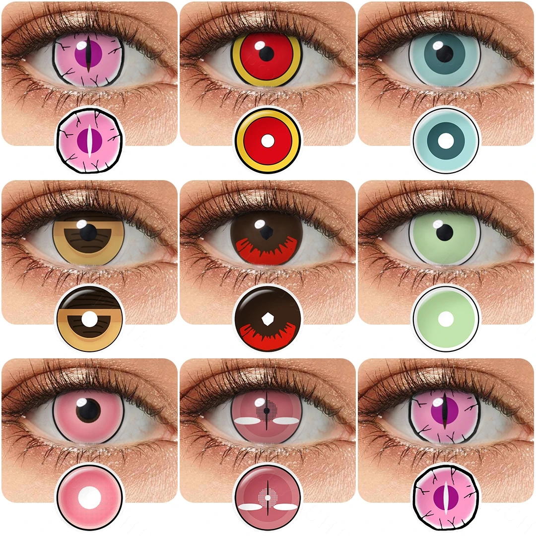 PSEYECHE Farbige Kontaktlinsen für die Augen, Crazy Lenses, 1 Paar, Halloween, Cosplay, Kontaktlinsen, Augen, Schönheit, Make-up, Linsen, jährlich Image