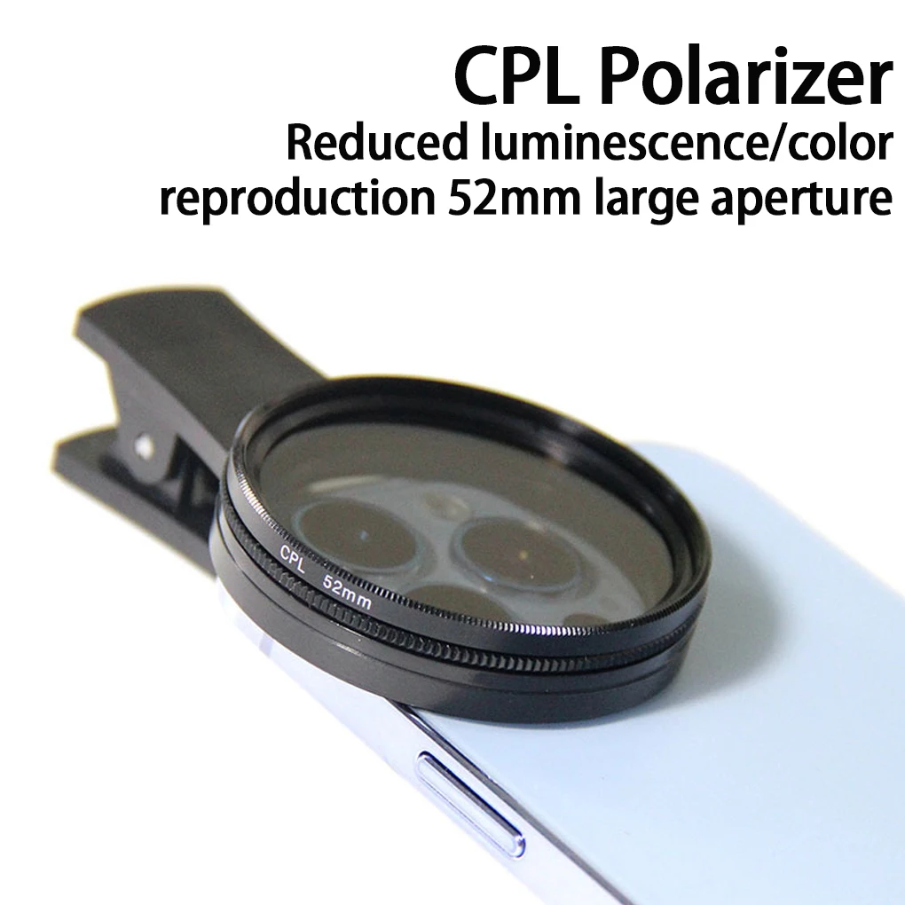 Clip-On CPL Zirkularpolarisatorfilter 52 mm Telefonkameraobjektiv-Clip-Filter für universelle Telefon- und 52 mm Kameraobjektiv-kompatibel Image