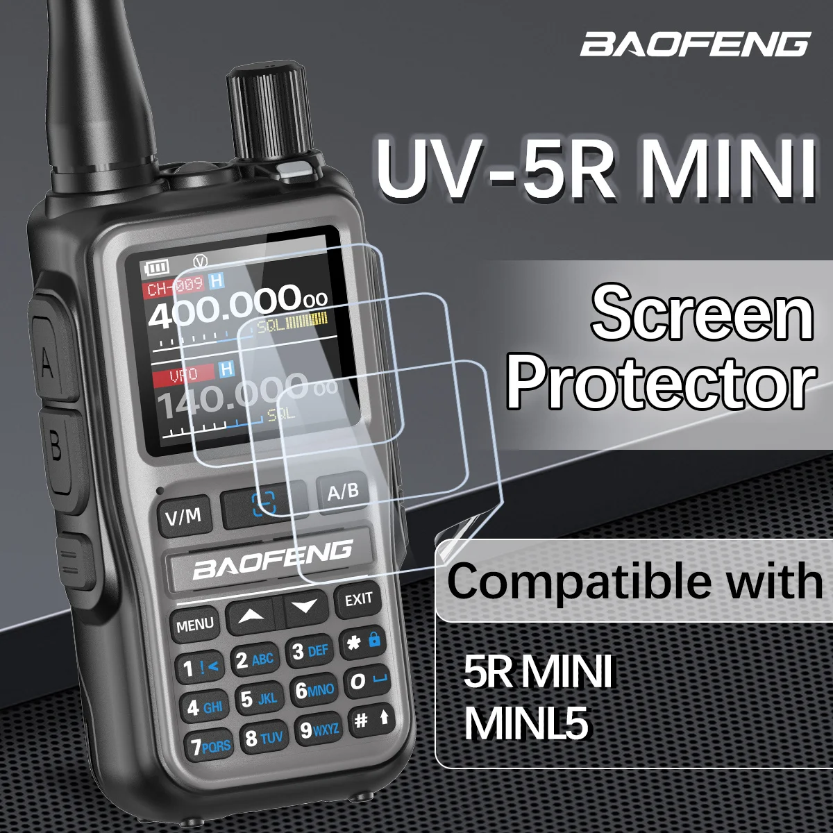 BAOFENG UV-5R Mini Walkie Talkie Displayschutzfolie, Schutzfolie, wasserdicht, kompatibel mit UV-5R Mini Mini-5 Amateurfunkgerät Image