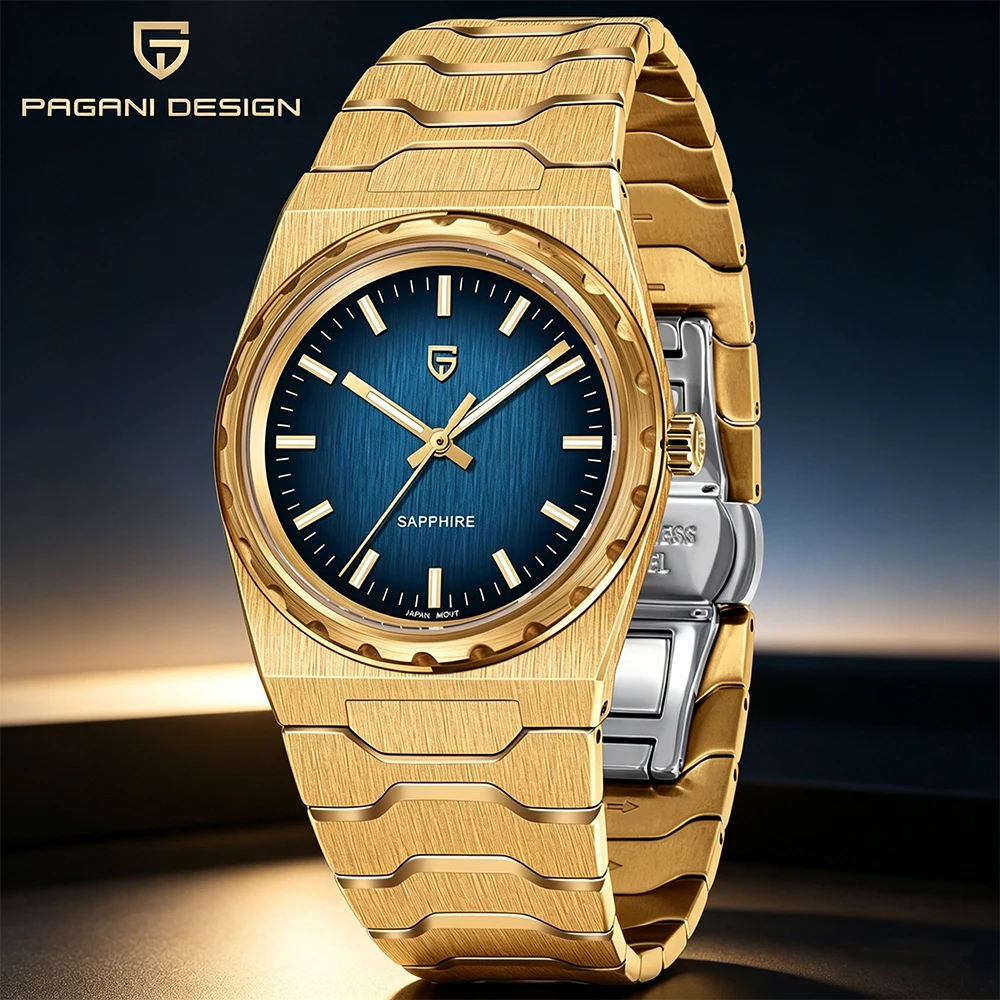 PAGANI DESIGN Herren Quarzuhren Ultra-Dünn 7mm Serie 37mm Saphir Edelstahl Wasserdichte Uhren für Männer TMI VJ21 Image