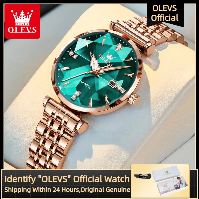 OLEVS 5536 Luxus Marke Diamant Quarz frauen Uhr Mode Elegante Rose Gold Wasserdichte frauen Uhr Armband Set Reloj mujer