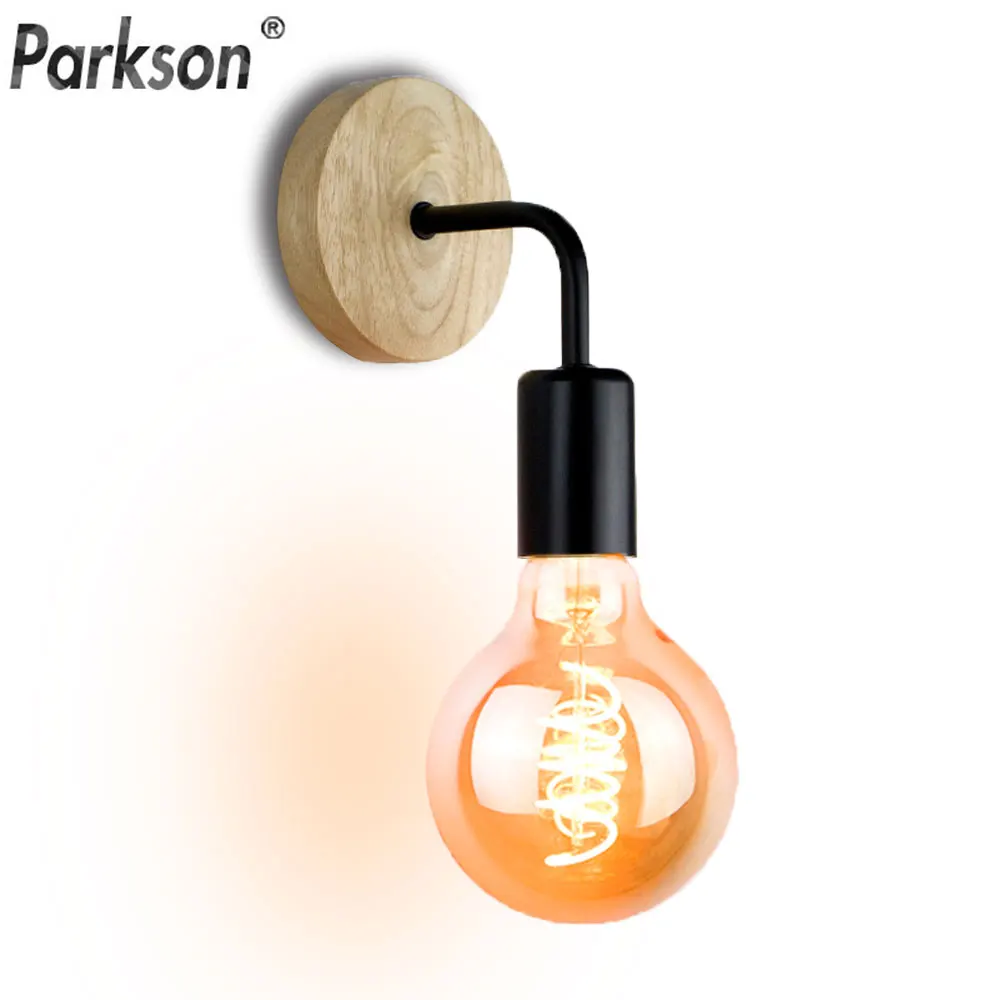 Holz Wand Lampe Vintage Industrielle Wand Lichter Dimmbare Retro E27 Glühbirne Wand Licht Für Home Loft Indoor Decor Leuchten