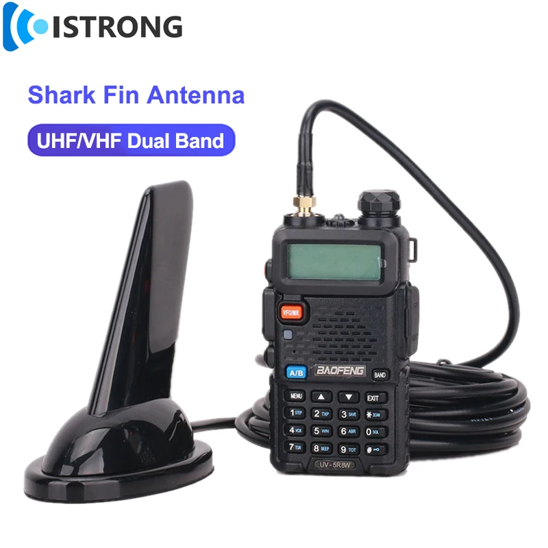 Baofeng UHF/VHF Dual Band Haifischflossenantenne Auto Walkie Talkie Handfunkantenne SMA-Buchse für BF-888S UV-5R/9R RG58 Kabel Image