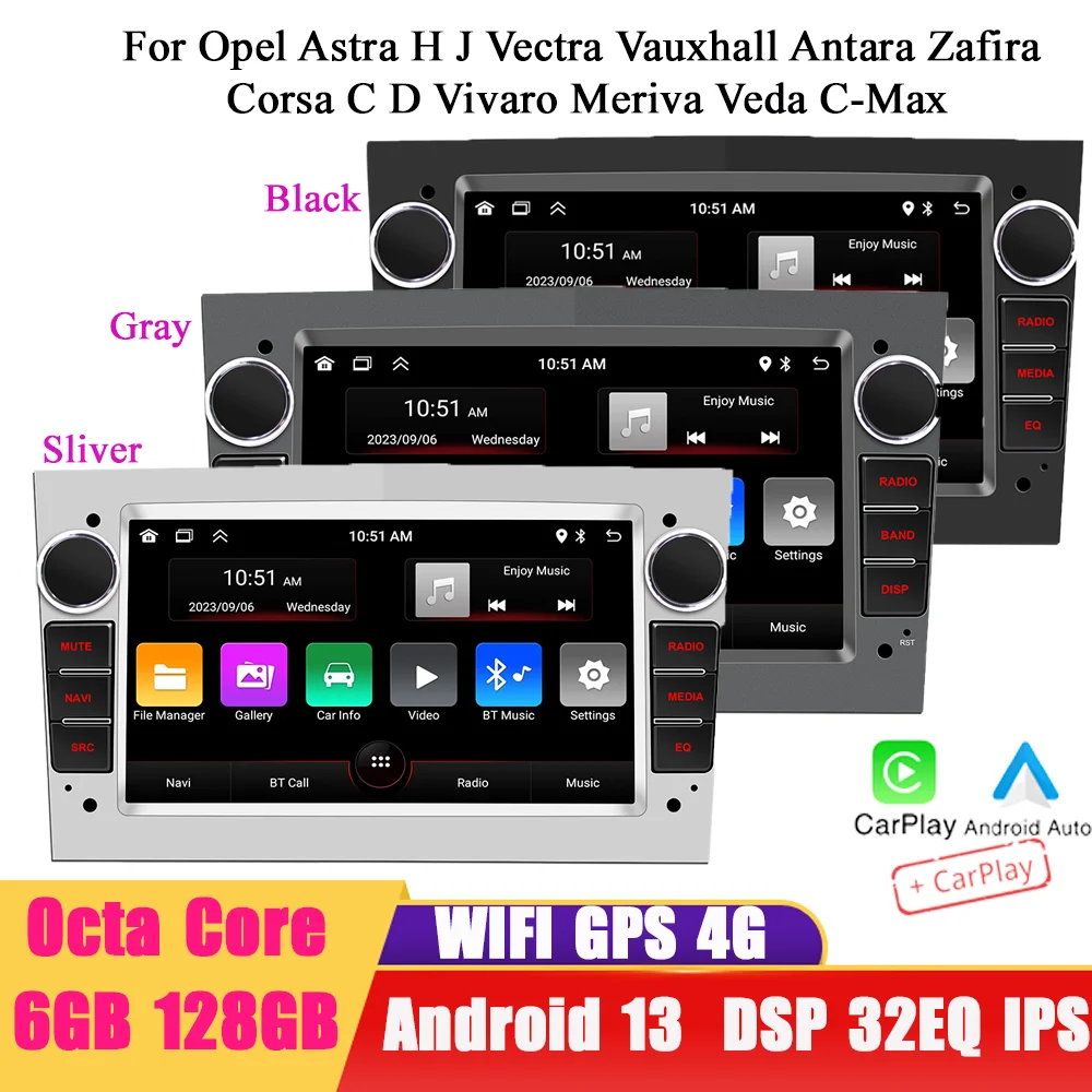 BQCC 7-zoll Android 13 Octa Core Auto Stereo Mirrorlink Carplay Wifi GPS 4G DSP 32EQ Auto radio Für Für Für Opel Astra H J Vectra Image