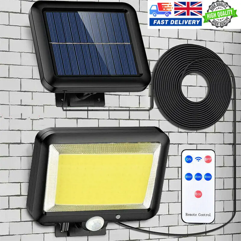 117 COB Solar-Wandleuchte, Bewegungsmelder, LED-Solarleuchten, 3 Modi, mit Fernbedienung, wasserdichte Außenlampe für Garten- und Hofdekoration