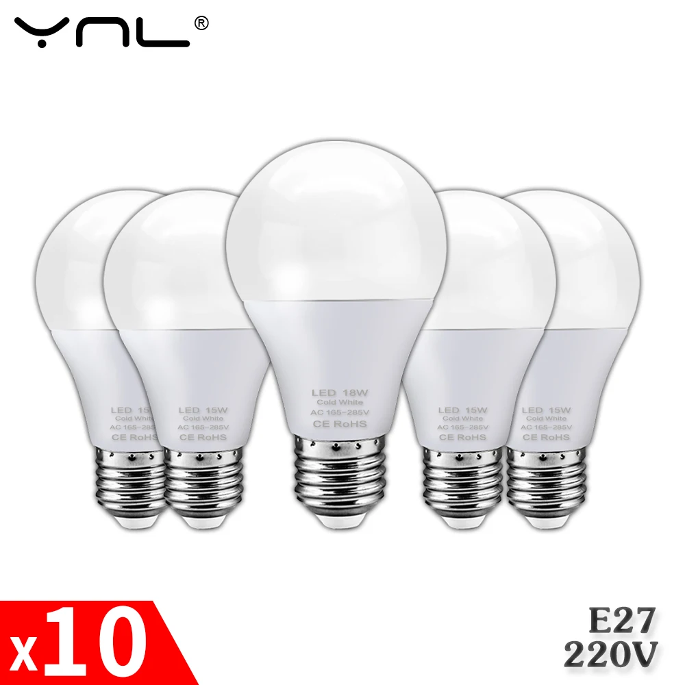 10 Stück/lot LED-Lampe E27 18W 15W 12W 9W 6W 3W LED-Lampe AC 220V Bombilla Spotlight für Zuhause Kalt-/Warmweißes LED-Licht