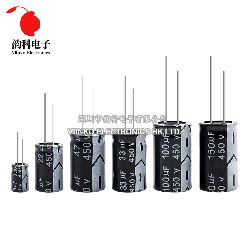 5 Stück 450 V Aluminium-Elektrolytkondensator 1 UF 2,2 UF 3,3 UF 4,7 UF 10 UF 22 UF 33 UF 47 UF 68 UF 82 UF 100 UF 150 UF 180 UF 220 UF Image