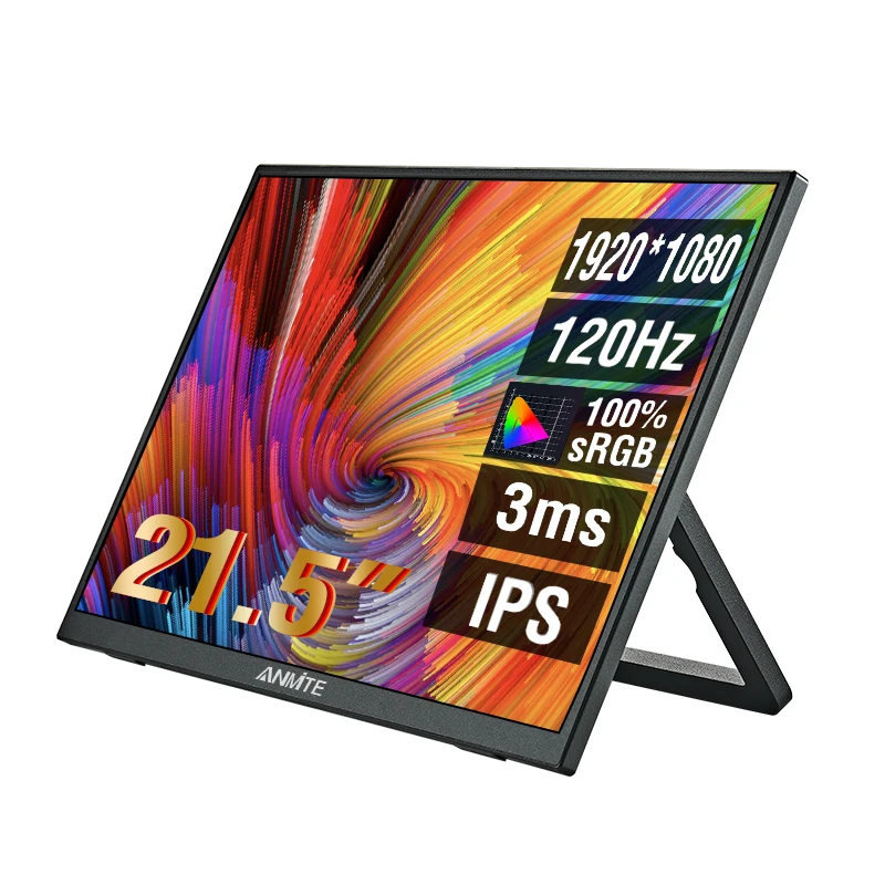Anmite 21,5 Zoll tragbarer Monitor 120 Hz RGB100 % mit VESA-Loch und hinterer Halterung Laptop erweitertes Display ADS-IPS HDR-Bildschirm Image