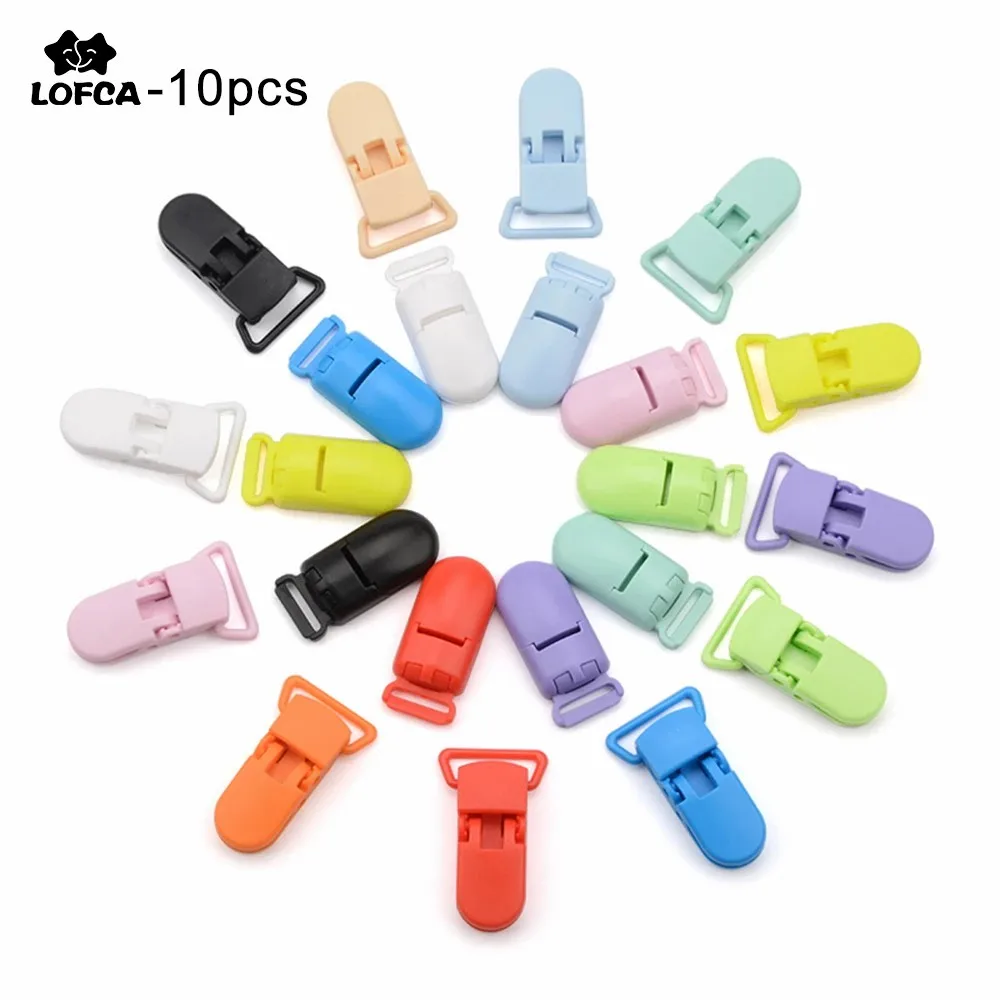 LOFCA 10 Stück Baby-Schnuller-Clips aus massivem Kunststoff, Schnuller-Clips, Schnuller-Halter, Säuglings-Schnuller-Nippel-Halter, mehrfarbige Klemme, Spielzeug Image