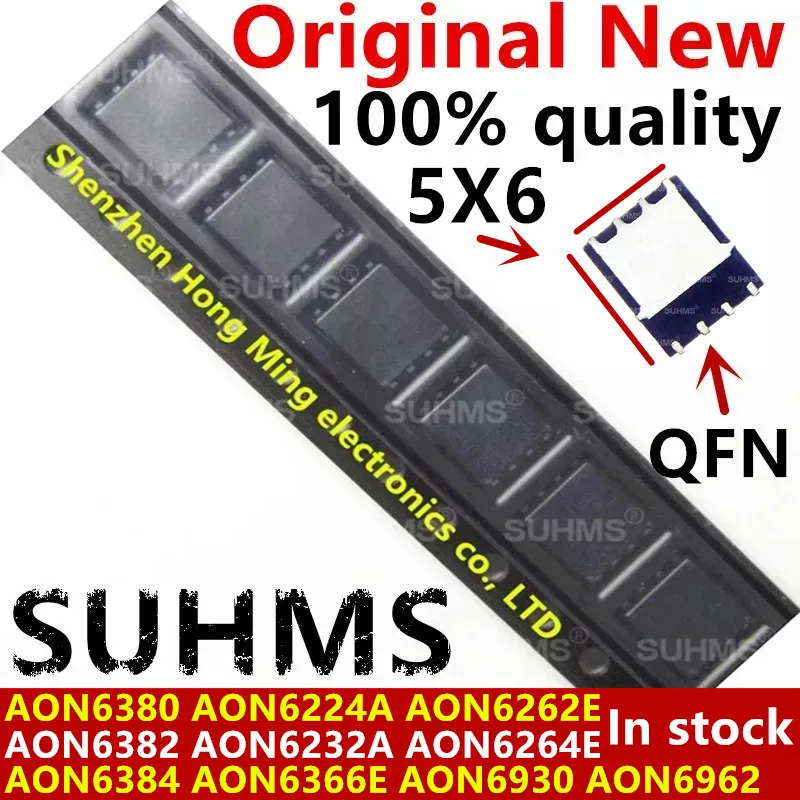 (5 Stück) 100 % neuer AON6380 AON6382 AON6384 AON6930 AON6962 AON6224A AON6232A AON6262E AON6264E AON6366E QFN-8-Chipsatz Image