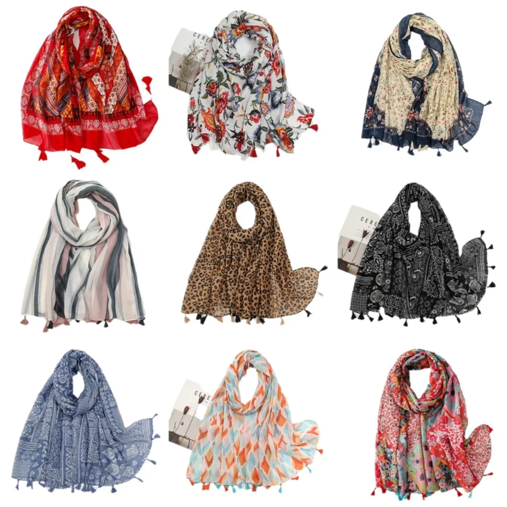 Hotsale Quaste Schal Frauen Schal Viskose Baumwolle Schal Hijab Wraps 2024 Beliebte Muslimischen Hijabs Turban Stirnband Dame Weichen Schal Image
