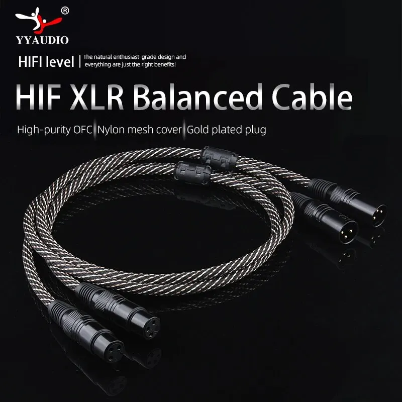 YYAUDIO Hifi 2XLR Audiokabel Hi-End 4N OFC 3 Pin XLR Stecker auf Buchse Audiokabel für Mikrofonmixer Image