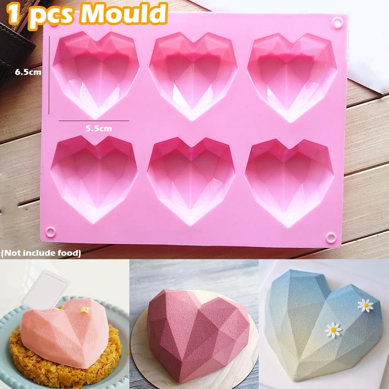 1 Stück 6 Mulden herzförmige Silikonform Kuchen Mousse Gebäck Backformen Werkzeuge Form für Seife Image