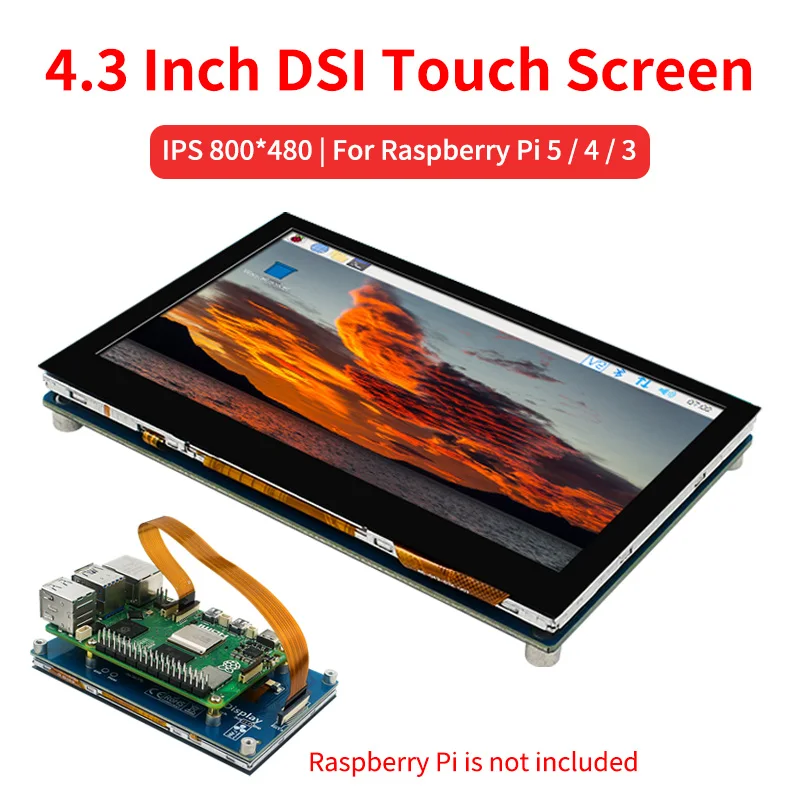 4,3-Zoll-DSI-Touchscreen für Raspberry Pi 5 4B 3B+ 3B Kapazitives Touch-IPS-Display 800 * 480 LCD-Monitor für RPi 5 4B 3B+ 3B Image