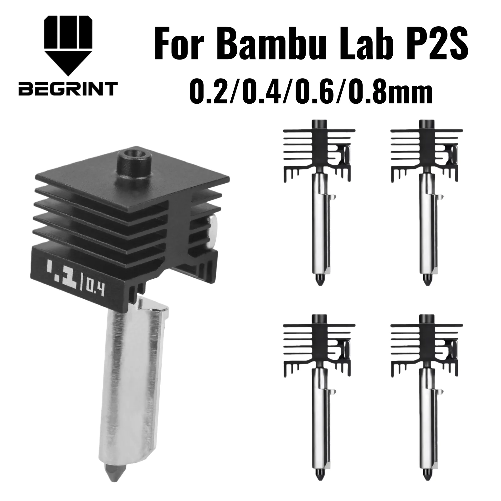 Verbessertes Hotend-Kit für Bambu Lab P2S 0,2/0,4/0,6/0,8 mm Düse aus gehärtetem Stahl. Ersetzen Sie den Hot End Bambulab P2S 3D-Drucker-Druckkopf Image