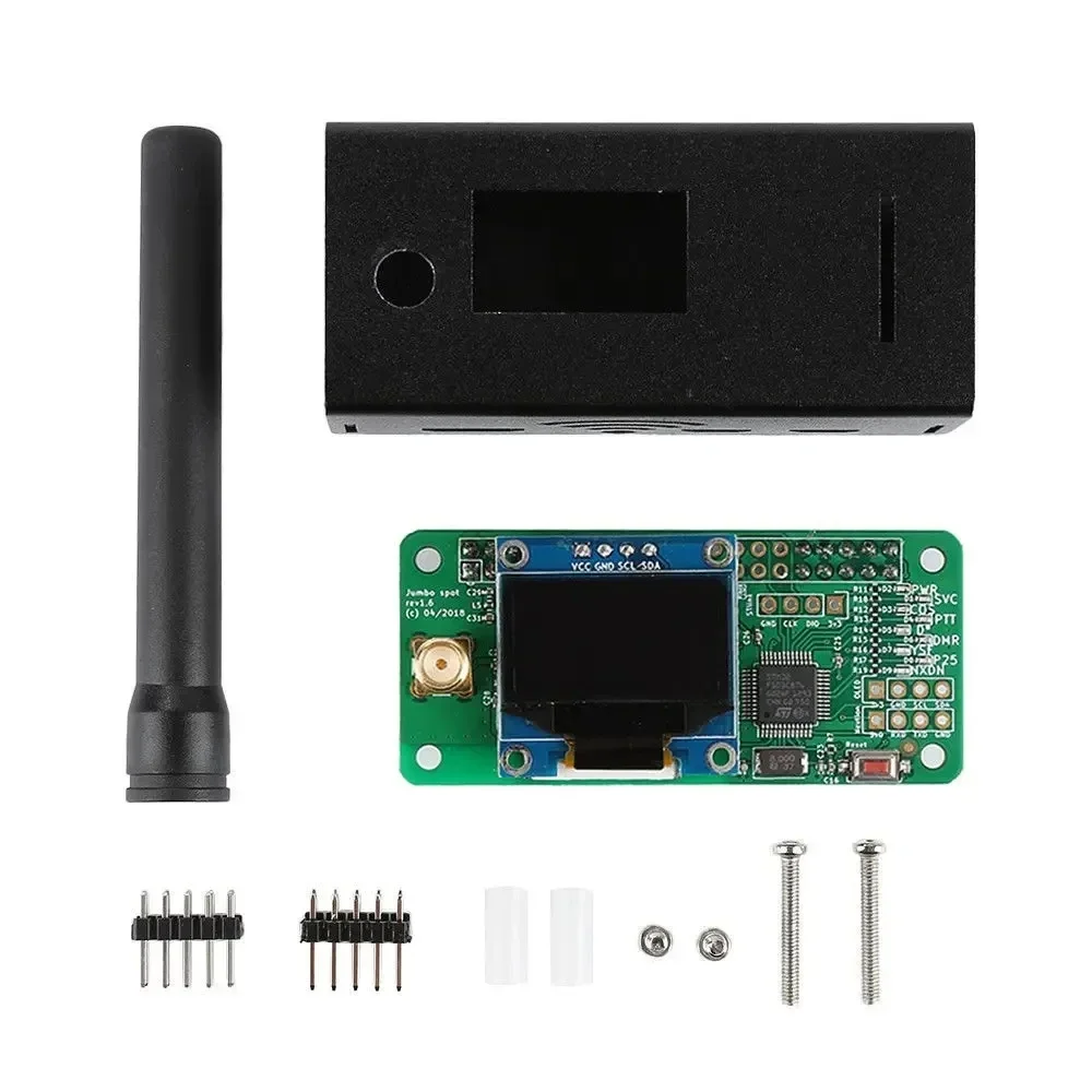 Neuester Jumbospot UHF VHF UV MMDVM Hotspot für P25 DMR YSF DSTAR NXDN Raspberry Pi Zero W/3B/4B + OLED + Metallgehäuse + Antenne Image