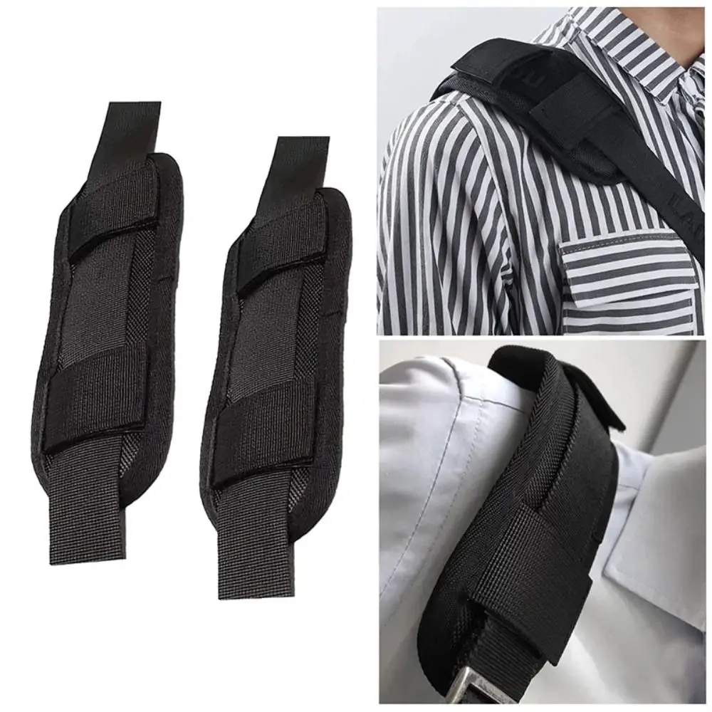 1pc Schwarz Leinwand Schulter Gurt Pad Kissen Nicht Slip Atmungsaktive Schulter Tasche Dekompression Strap Abnehmbare Laptop Tasche Strap Matte Image