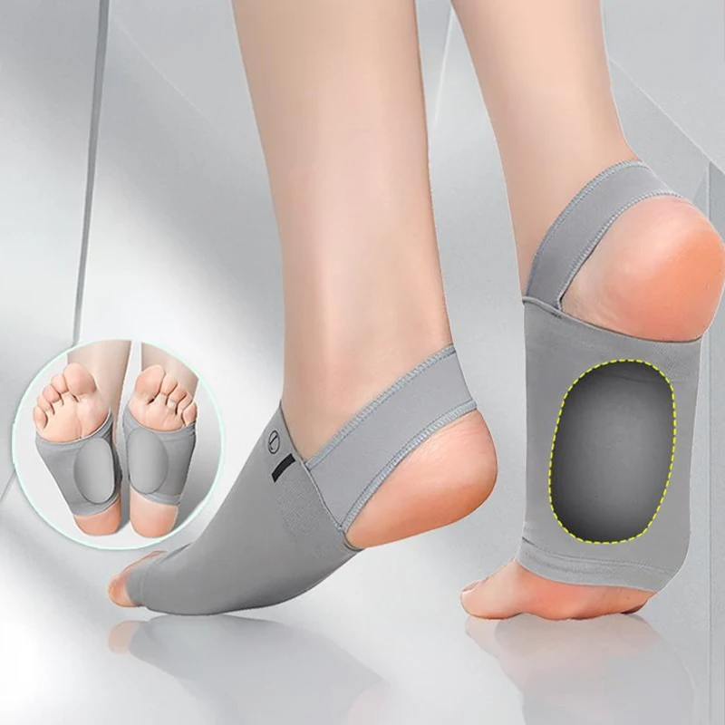1 Paar Silikon-Einlegesohlen zur Unterstützung des Fußgewölbes, Einlegesohlen zur Plattfußkorrektur, nicht zusammenklappbares Riemendesign, Fußmassage Image