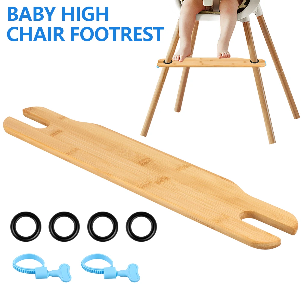 Baby-Hochstuhl Fußstütze aus Holz mit Gummiring und Befestigungsring, Höhenverstellbares Hochstuhl-Zubehör